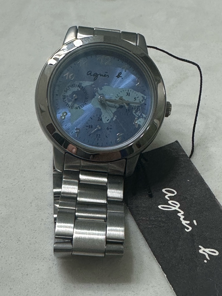 Agns B Stainless Steel Watch With Blue Dial